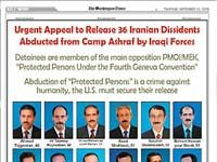Iran: Rajavi chiama il Presidente americano a intervenire per il rilascio dei 36 residenti di Ashraf Image
