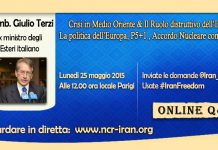 Video Conferenza, Amb.Giulio Terzi, Crisi in Medio Oriente & Il Ruolo distruttivo dell’Iran