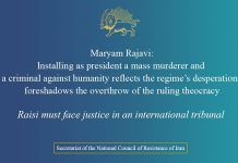 Maryam Rajavi: l’insediamento di un assassino di massa colpevole di crimini contro l’umanità come presidente riflette la disperazione del regime, e prefigura il rovesciamento della teocrazia al potere