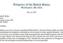 Iran: i copresidenti del comitato bipartisan per i diritti umani e la democrazia in Iran del Congresso degli Stati Uniti scrivono al presidente degli Stati Uniti per condurre un’indagine internazionale sul coinvolgimento di Ebrahim Raisi nel massacro del 1988