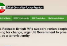 Il Comitato Britannico per la Libertà in Iran conferma il sostegno alla Resistenza e alla rivolta iraniane